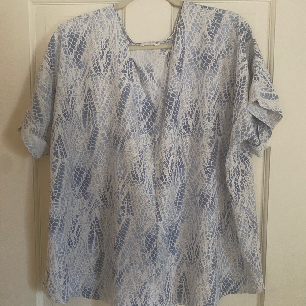 Blue animal print blouse
